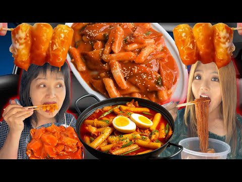 SPICY tteokbokki inside the car! GLASS NOODLES & KIMCHI MANDU