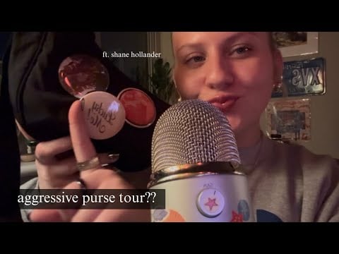 aggressive asmr what’s in my purse! (aggressive tapping, scratching, mouth sounds, fast asmr)