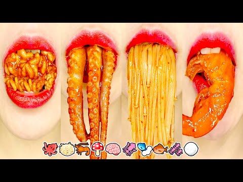 ASMR Emoji Food 해물찜 먹방 Spicy Seafood Eating Sounds [Octopus, Enoki, Shirimp] Mukbang