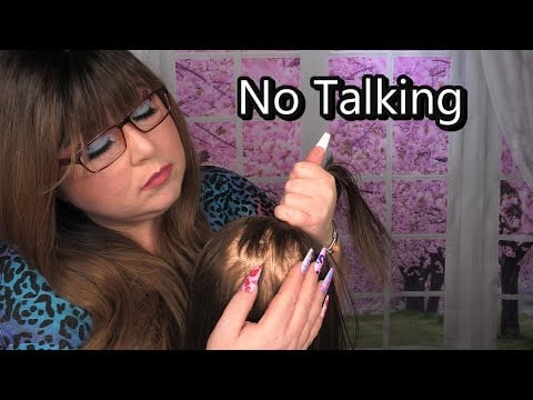 ASMR Hair Pulling (NO TALKING) Scalp Scratching with Long Nails, Scalp Massage for Stress Relief