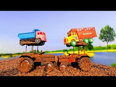 Muddy Tractor And Dumper Help Jcb And Water Jump Muddy Cleaning | mini Tractor video