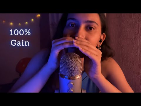 Asmr at 100% Sensitivity - Hand sounds, Mic brushing,Mouth sounds, sticky & textured glass tapping☁️