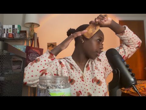 ASMR Doing My Slick Back w/ Gum Chewing 💇🏾‍♀️