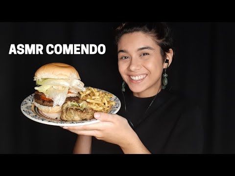 ASMR COMENDO HAMBÚRGUER VEGANO E BATATAS FRITAS | MUKBANG  Eating Sounds