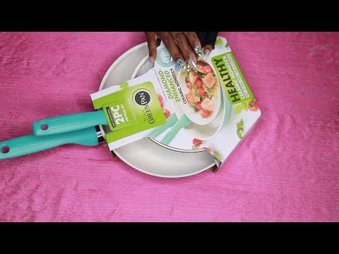 HEALTHY DIAMOND ENHANCED CERAMIC NONSTICK COOKING GREEN PANS ASMR CHEWING GUM