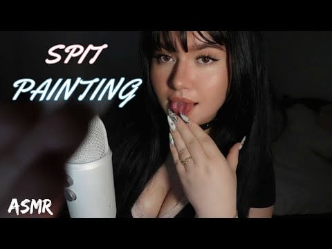 ASMR spit painting🎨 (visual triggers, fast & aggressive mouth sounds, tapping)