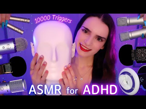 ASMR for ADHD 💜10000 Triggers Changing Every SECOND! 😲 Scratching , Tapping , Massage etc No Talking