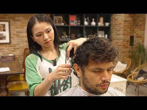 💈(ASMR) Japanese Female Barber Performs Luxurious Barbering Service at Premium Barbershop in Tokyo