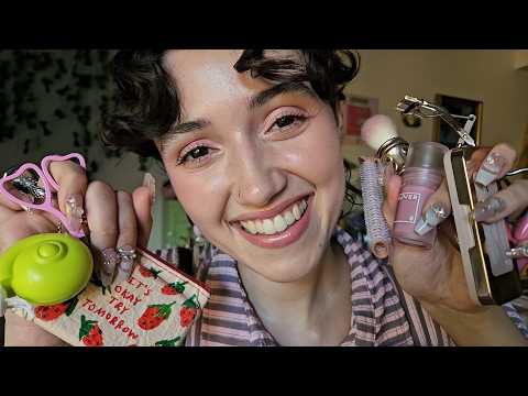 ASMR Doing Your Makeup With What’s In My Bag 🐞 (fast & aggressive, energy cleansing, tingly tapping)