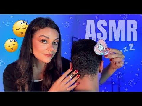 ASMR APLICADO: Massagem No Couro Cabeludo Do Meu Irmão 🙋🏻‍♂️😴