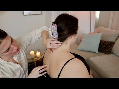 ASMR Soft Scratches, Massage, Hair Play, Baby Rakes, Jade Sticks w Nikki (Whisper, Spa Music Option)