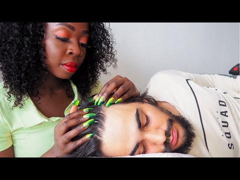 ASMR| Pampering My Husbands Head 😴 ~ Nitpicking,Parting, Scratching,Brushing,Hairplay,Head Massage