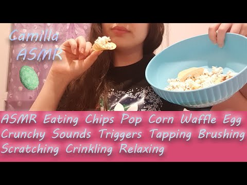 ASMR Crunchy Eating Sounds: Chips, Popcorn, Waffle