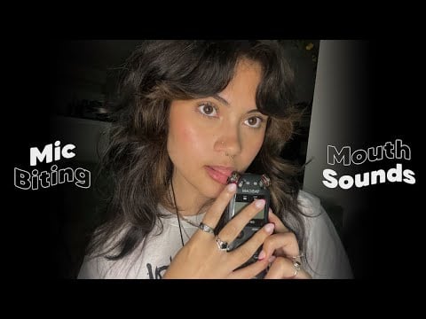 ASMR | Tascam Mic Biting *crunch* + Mouth Sounds (inaudible whispers)