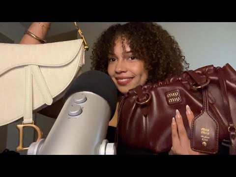 ASMR show & tell of my purse collection 👜 (fabric scratching, leather tapping, whisper rambles)