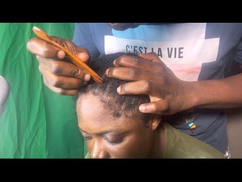 Asmr flaky scalp scratching and cleaning between braids on my wife