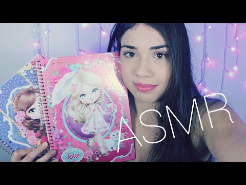 ASMR  📚 Meus materiais escolares, whisper, tapping - Little Cat