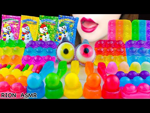 【ASMR】RAINBOW KOHAKUTO SPOON,CRUNCHY PUSH POP,PUSH POP JELLY POPPING CANDY MUKBANG 먹방 EATING SOUNDS