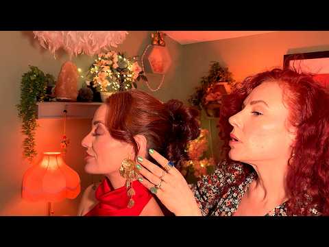 ASMR Hair + Makeup Transformation "Lady in Red"💄Soft Spoken, Personal Attention, with Accessories.