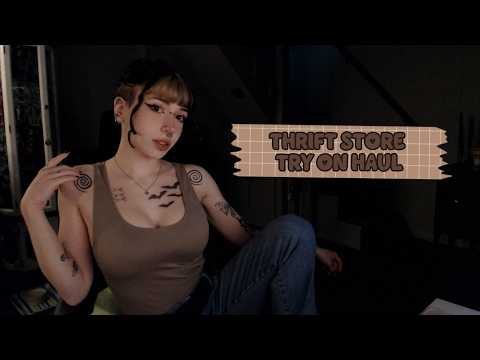ASMR Thrift Store Try On Haul | Fabric Scratching, Shoe Tapping, Whispering