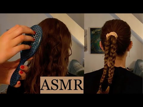 ASMR | Ponytail with two braids - hairstyle 🌛✨ hair play, relax, sleep, no talking, white noise