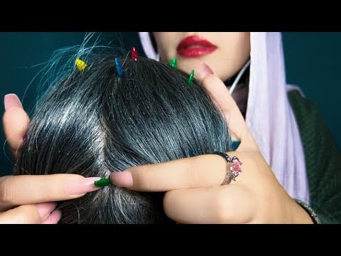 ASMR Remove Needles From Your Scalp (hair parting & scalp scratching)