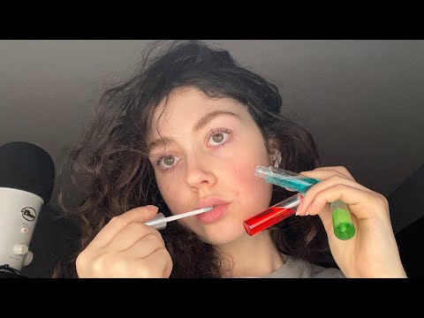 asmr edible lip gloss mouth sounds 👄 + tongue swirls 👅