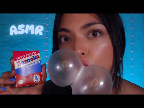 ASMR Chewing Bubble Gum 💋 Popping, Smacking, Blowing & Tingles, Bazooka 🫶