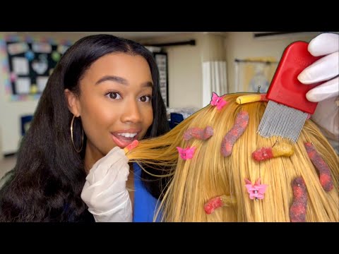 ASMR School Nurse Eats The Lice Out of Your Hair 😋🪲 Lice Check Role-play | Lice Check Removal ASMR