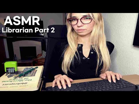 ASMR Librarian Roleplay part 2 l Typing, Page Flipping, Soft Spoken