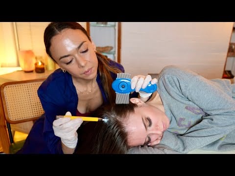 ASMR Sharp or Dull Scalp Exam | Sensory Tests, Lice Comb, Hair Brushing [Real Person] Scalp Tingles