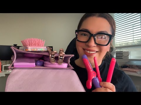 ASMR| Big sister does your pretend makeup💄& styling your hair (personal attention 💗)