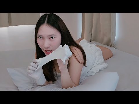 ASMR Gummy Latex Gloves White Girl 🍭🤍 - RAINIE ASMR