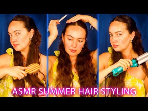 ASMR Relaxing Summer Hair Styling for Effortless Waves ☀️ Soft Spoken & Gentle Hair Sounds
