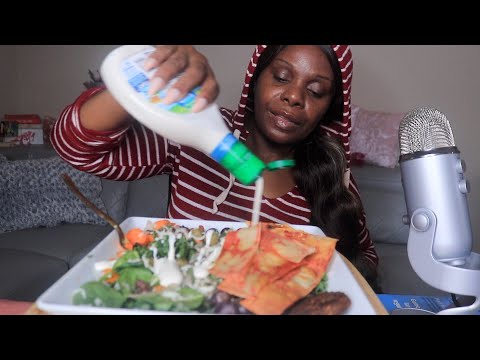 BACON KALE SALAD ASMR EATING SOUNDS