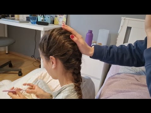 ASMR TRANÇA NO MEU CABELO💇‍♀️✨️