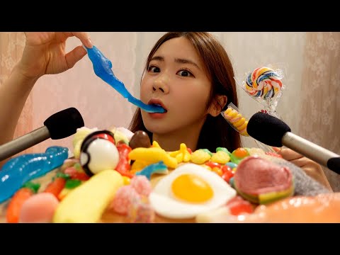 ASMR.sub 쫀득쫀득 다양한 젤리 이팅사운드 | 닭밝젤리,톡톡젤리,마시멜로우,꿀젤리,무지개 사탕 | chewy jelly mukbang