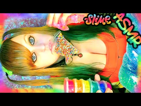 ASMR 🌈 SLiME KiT ♡ Rainbow Beads Slime, DIY Slime, Shiny Slime, Glitter Slime, Plastic Sounds, Fun ♡