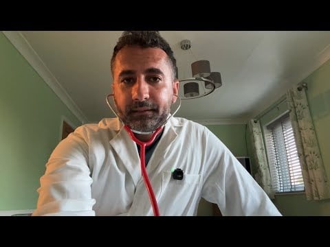 ASMR: Doctor visits you during Heatwave (fan white noise & ~18 concise tests)