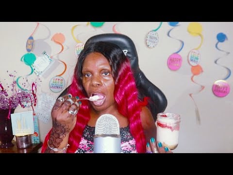 Heaven In A Jar Strawberry Cheese Cake ASMR Eating Sounds