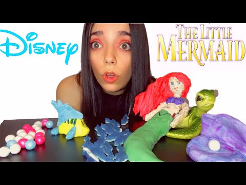 ASMR Disneys The Little Mermaid, Flounder, Clam, Pearl Gumball, Juicy Gummy Sharks Mukbang 먹 방