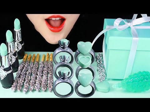 EDIBLE JEWELRY ASMR EDIBLE LIPSTICK ASMR EDIBLE TIFFANY, MINT FOOD ASMR
