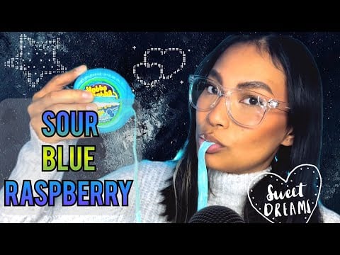 ASMR No Talking Chewing Hubba Bubba Bubble Tape Sour Blue Raspberry Flavor