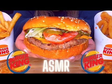 ASMR BURGER KING WHOPPER, ONION RINGS & FRIES MUKBANG (EATING SOUNDS) NO TALKING | Mandy Foods ASMR