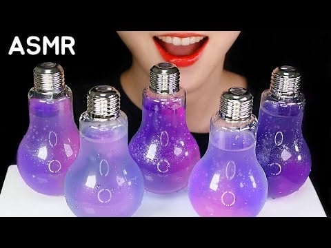 COLOR CHANGING BULB JUICE ASMR BLUE MALLOW TEA ASMR PURPLE FOOD ASMR