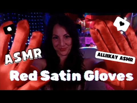 ASMR Red Satin Gloves
