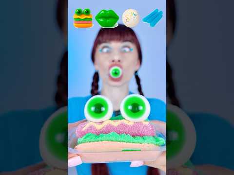 ASMR Emoji Gummy Eyeballs Hot Dog, Jelly Lips #asmr #mukbang