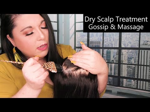 ASMR Dry Scalp Treatment, Gossip, Scalp Massage (Whispering) Hairdresser Roleplay