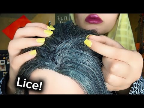 ASMR Teacher Check Your Hair From Lice (gum chewing sound) With Head Massage