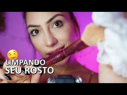 ASMR: LIMPANDO SEU ROSTO COM PINCEL de forma ARREPIANTE | som de chuva